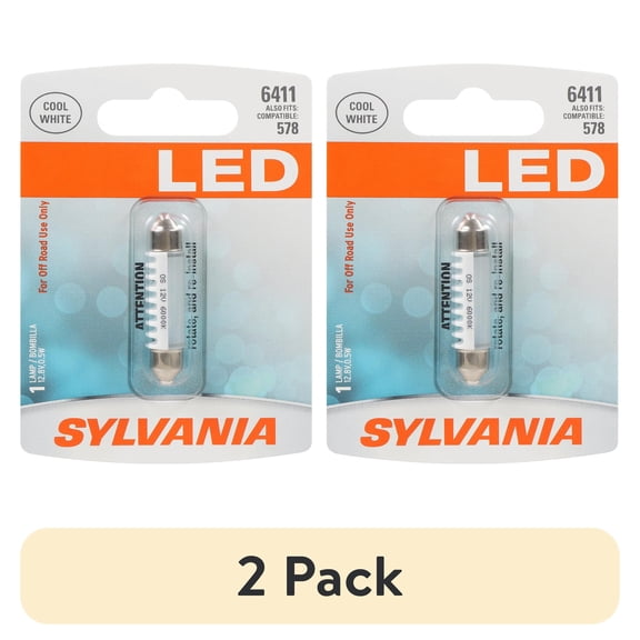 (2 pack) Sylvania 6411 White LED Automotive Mini Bulb, 1 Pack, Compatible with Multiple Cars