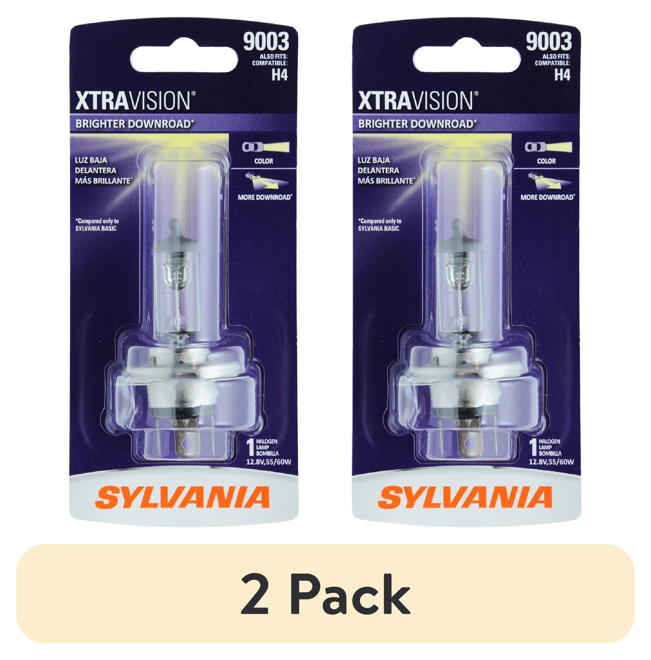 (2 pack) Sylvania 9003 XtraVision Halogen Headlight Bulb, 1 Pack, Compatibile with Multiple Cars