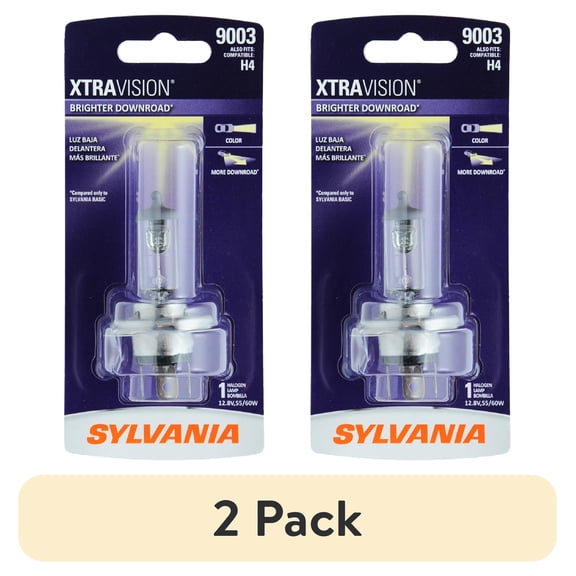 (2 pack) Sylvania 9003 XtraVision Halogen Headlight Bulb, 1 Pack, Compatibile with Multiple Cars