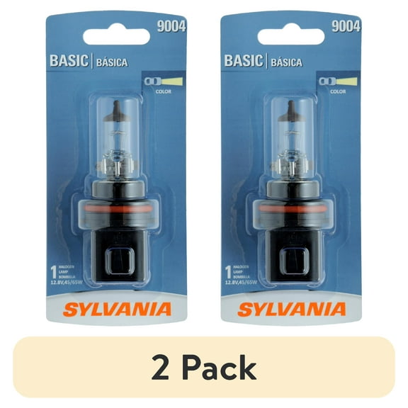 (2 pack) Sylvania 9004 Basic Halogen Headlight Bulb, 1 Pack, Compatible with Multiple Cars