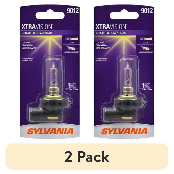 (2 pack) Sylvania 9012 XtraVision Halogen Headlight Bulb, 1 Pack, Compatible with Multiple Cars