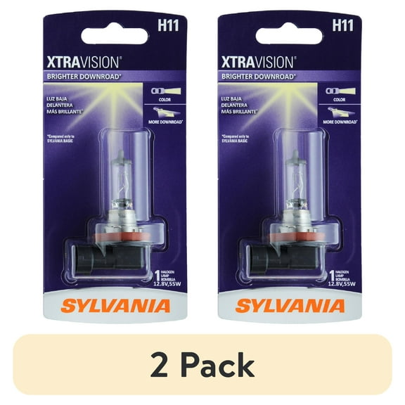 (2 pack) Sylvania H11 XtraVision Halogen Headlight Bulb, 1 Pack, Compatible with Multiple Cars