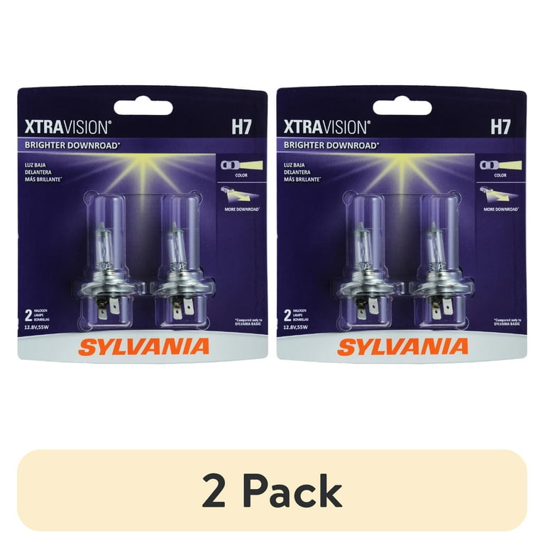2 pack) Sylvania H7 XtraVision Halogen Headlight Bulb, 2 Pack