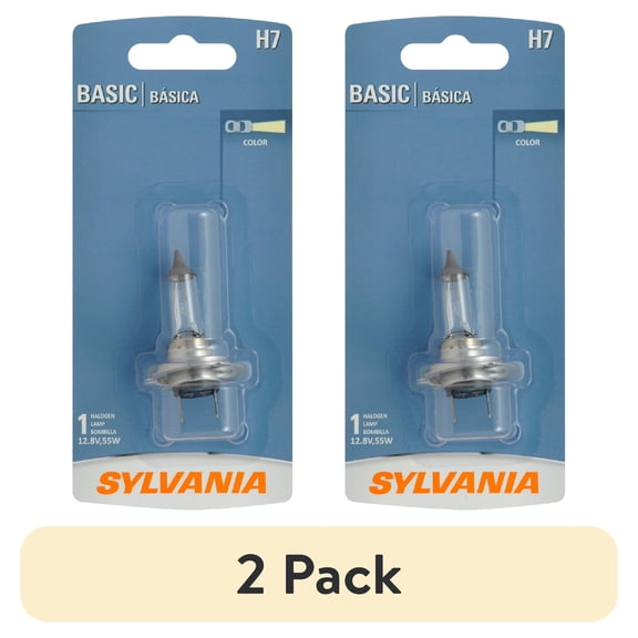 (2 pack) SylvaniaH7 Basic Auto Halogen Headlight Bulb, 1 pack, Compatible with Multiple Cars