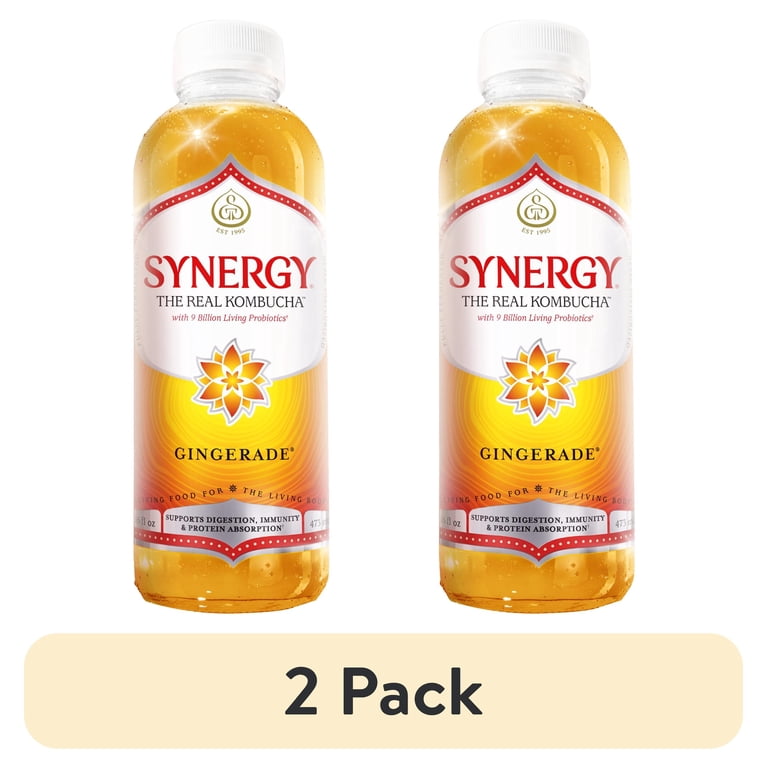 2 pack) GT's Synergy Gingerade Kombucha 16 fl oz - Walmart.com