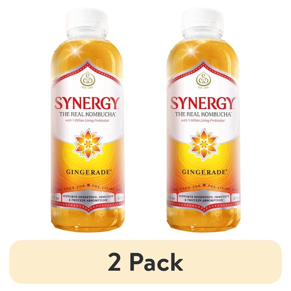 (2 pack) GT's Synergy Gingerade Kombucha 16 fl oz