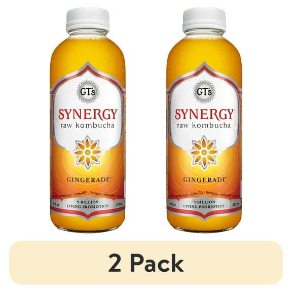 (2 pack) Synergy The Real Kombucha Gingerade, 16 fl oz