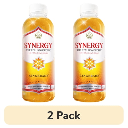 (2 pack) GT's Synergy Gingerade Kombucha 16 fl oz