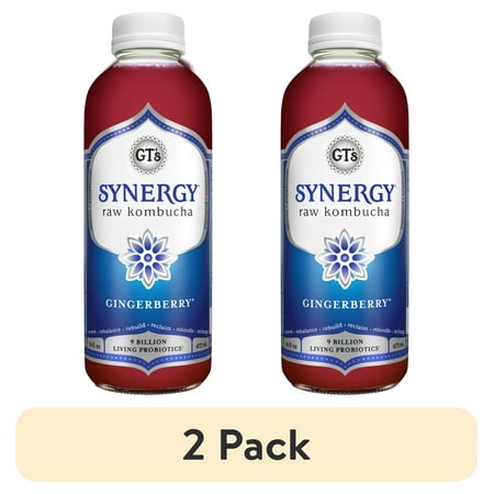 (2 pack) Synergy The Real Kombucha Gingerberry, 16 fl oz