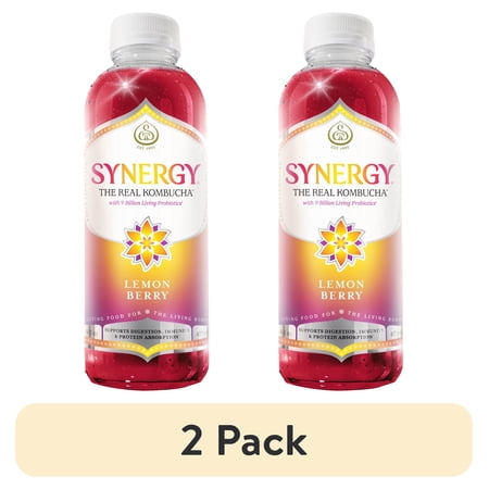 (2 pack) Synergy Lemon Berry Kombucha 16 fl oz