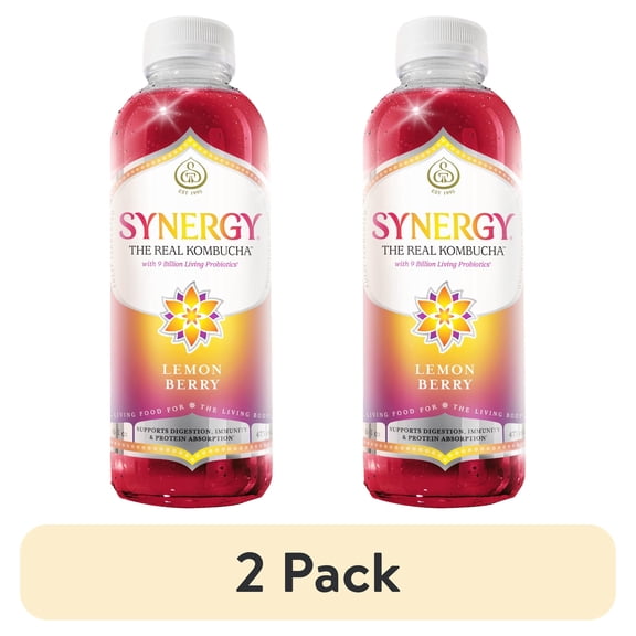 (2 pack) Synergy Lemon Berry Kombucha 16 fl oz