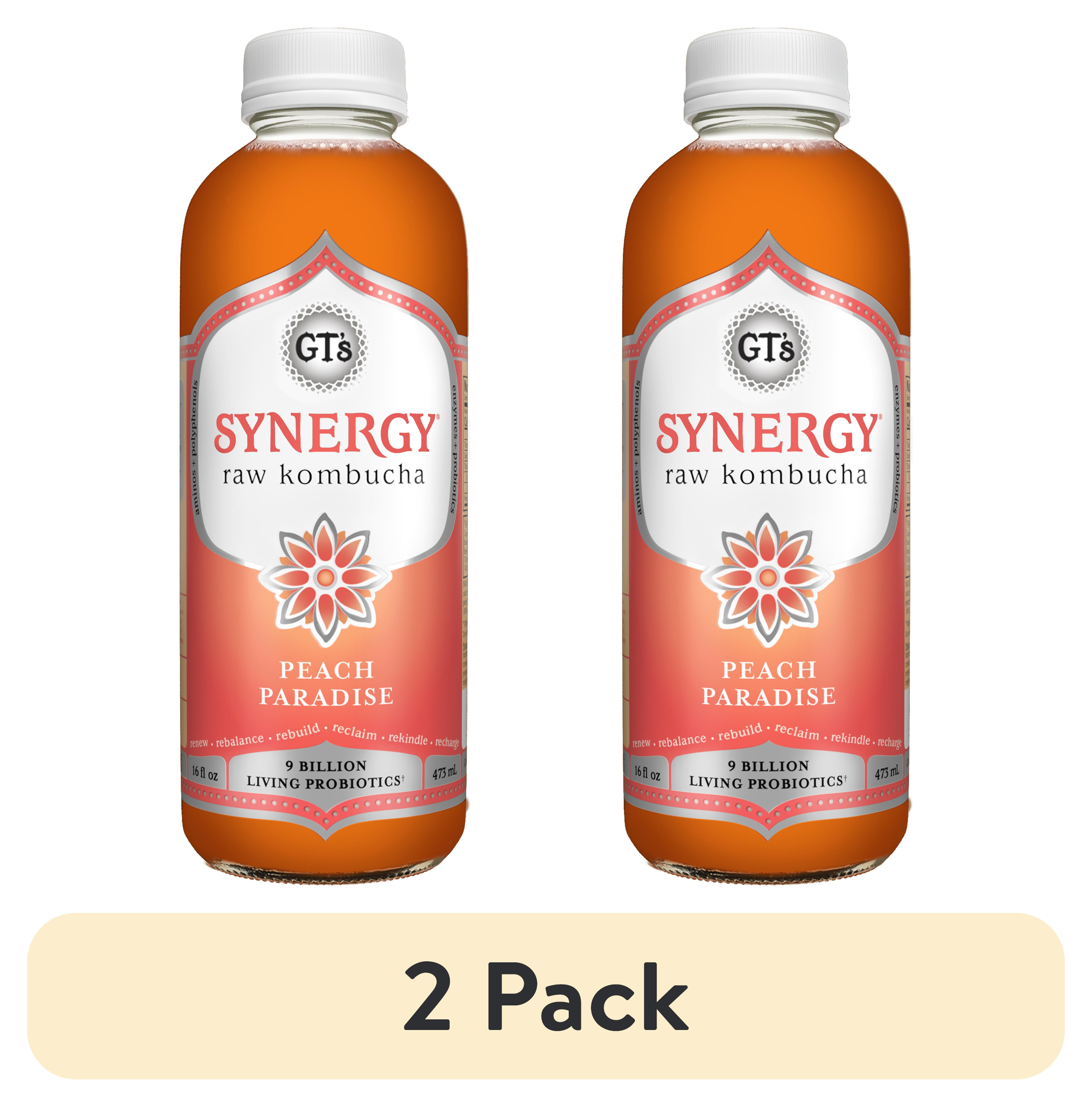 趣味・スポーツ・実用 Lucky Peach Obsession 2 pack) Synergy The Real Kombucha Peach Paradise, 16 fl oz