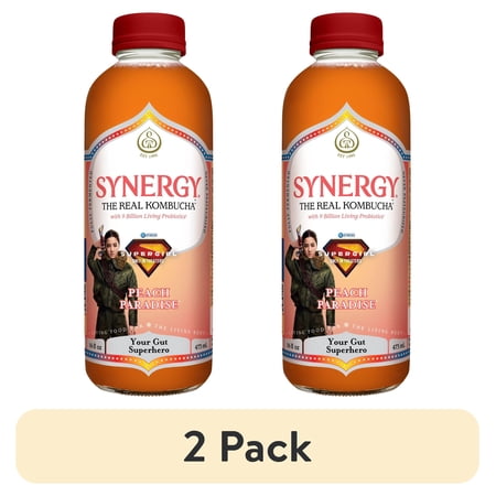 (2 pack) Synergy Peach Paradise Kombucha 16 fl oz