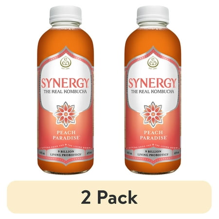 (2 pack) Synergy The Real Kombucha Peach Paradise, 16 fl oz