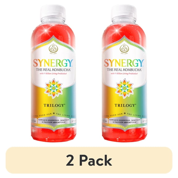 (2 pack) GT's Synergy Trilogy Raw Kombucha 16 fl oz