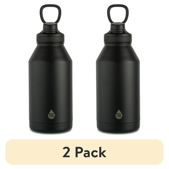 (2 pack) TAL Stainless Steel Ranger Water Bottle 64oz, Black