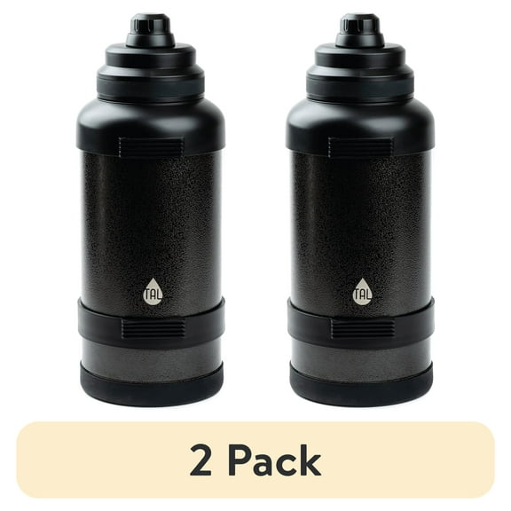 (2 pack) TAL Stainless Steel Zeus Water Bottle 3 Liter, Black