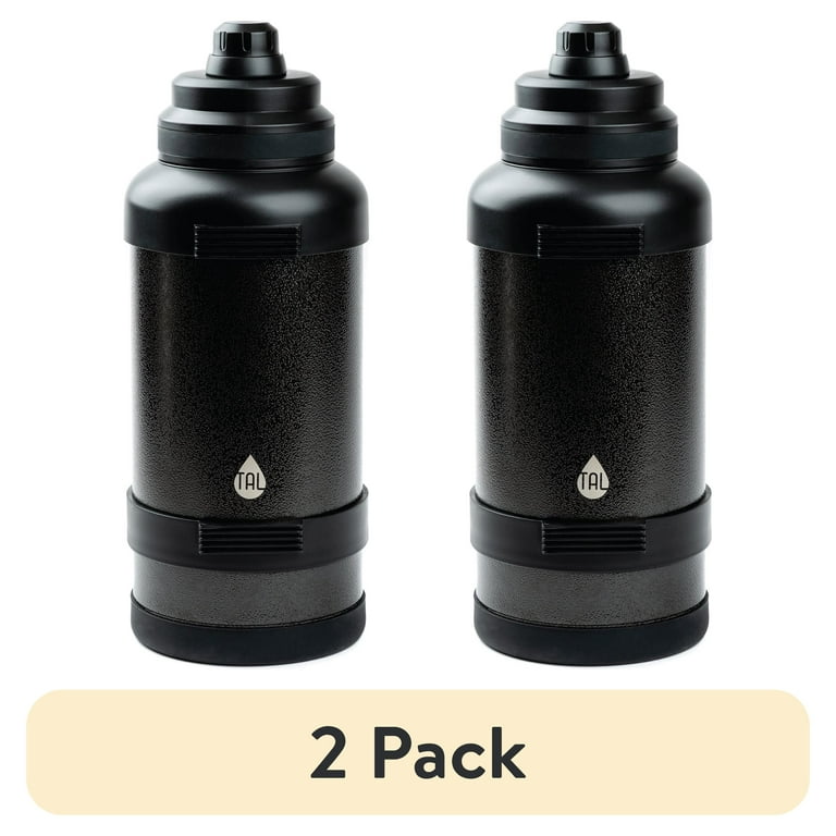 2 pack) TAL 3 Liter Stainless Steel Zeus Black Water Bottle with