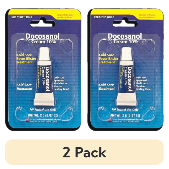 (2 pack) Taro Cold Sore & Fever Blister Treatment - Fast-Acting Docosanol 10% Cream - Cold Sore & Fever Blister Treatment for Lips, Anti-Itch Formula for Effective Relief and Healing - 0.07 oz (1 Tube)