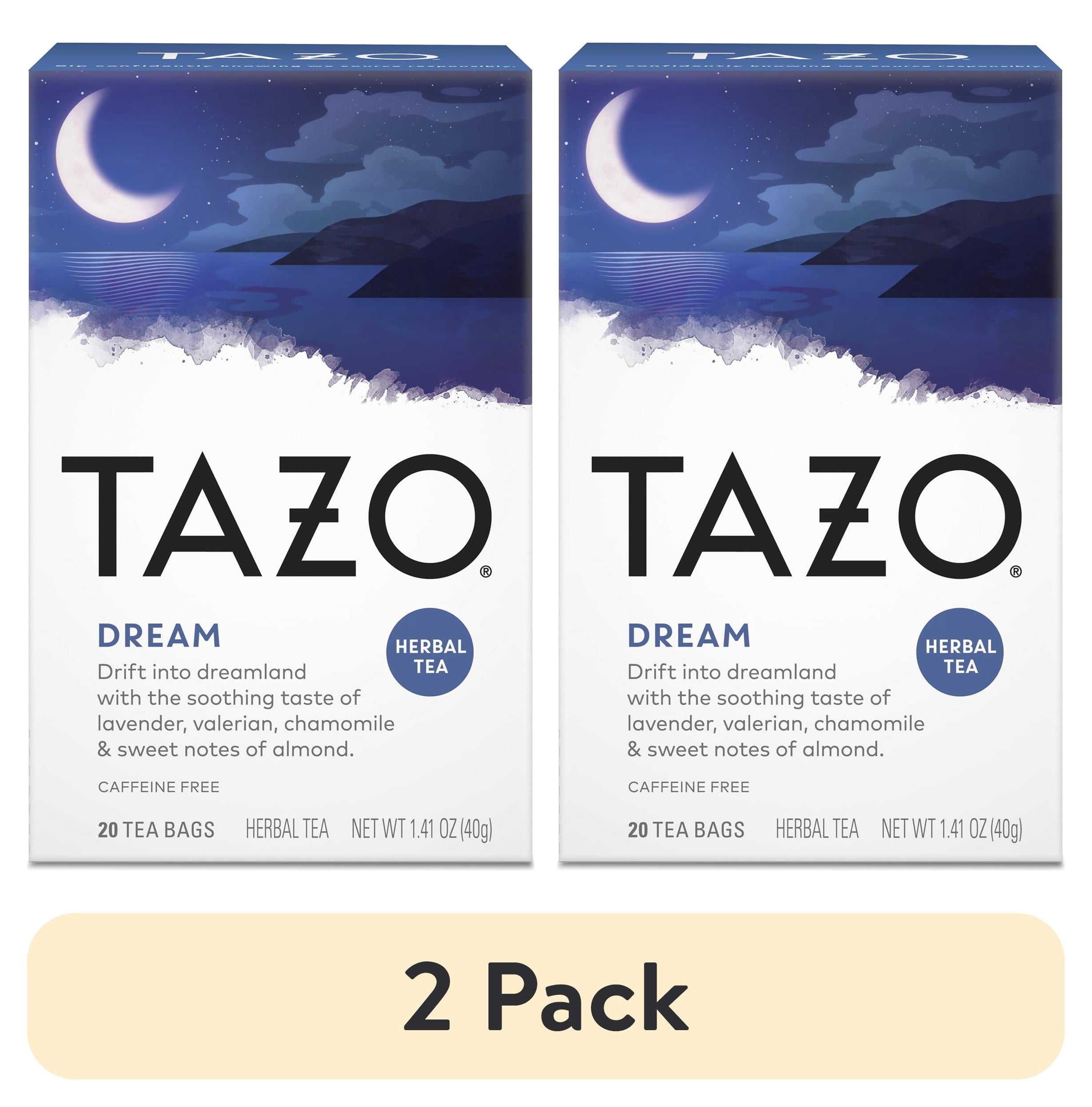 (2 pack) TAZO Dream Herbal Tea, Caffeine-Free, Tea Bags 20 Count