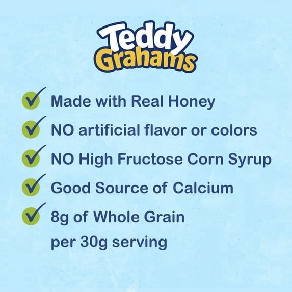 2 pack TEDDY GRAHAMS Honey Graham Snacks, Value Size, Kids Snacks, 25 oz