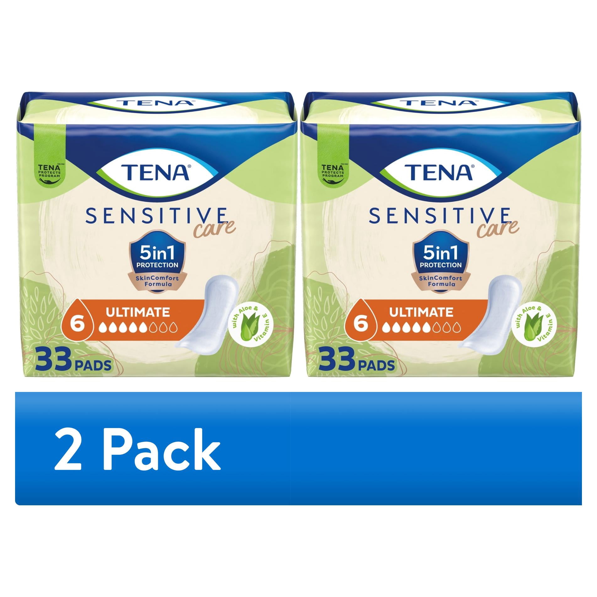 (2 pack) TENA Sensitive Care Ultimate Absorbency Incontinence Pads for Women, 33 ct