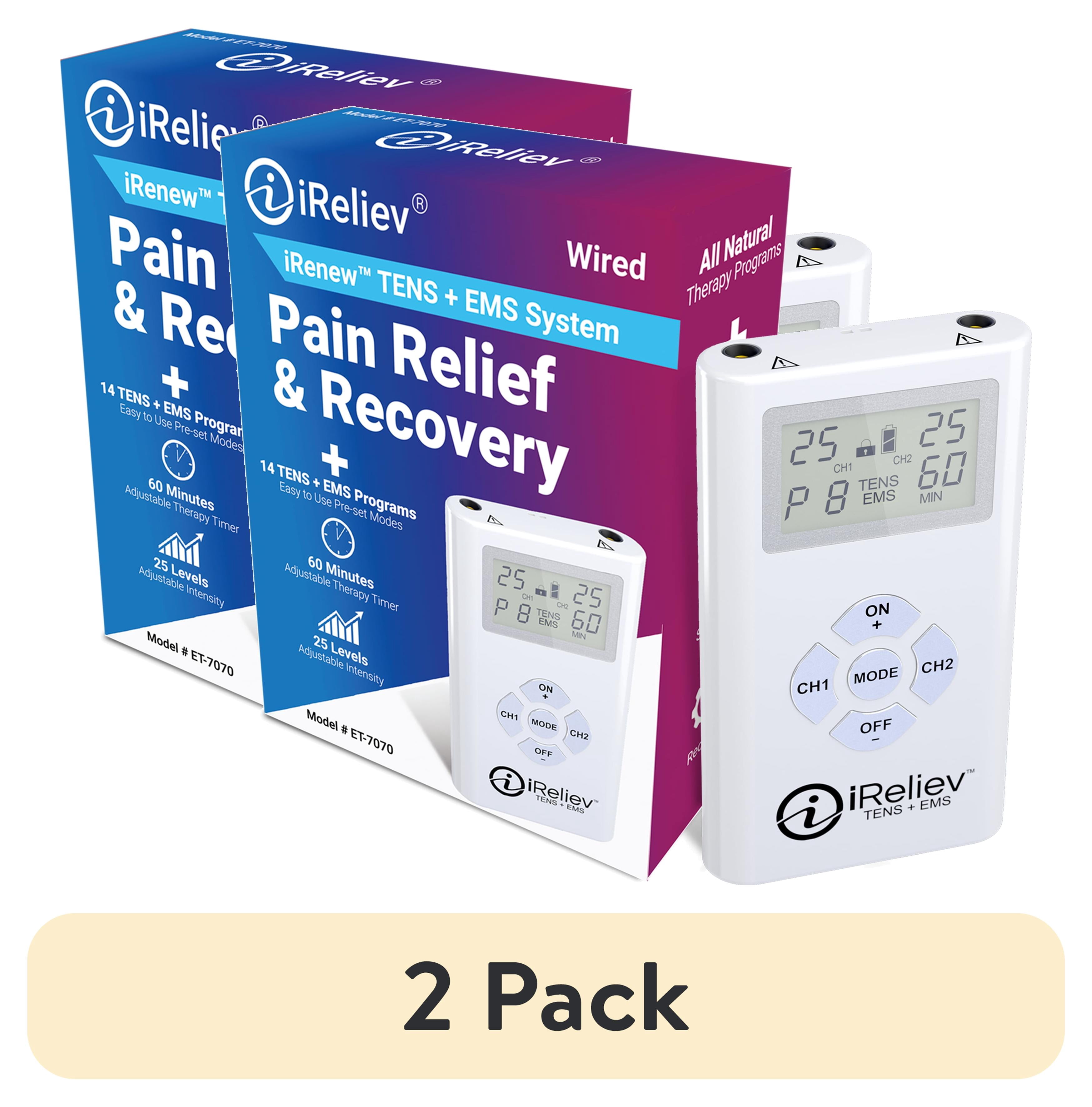 (2 pack) TENS Unit + EMS System - Combination Dual Channel Electrotherapy + Strength and Recovery System from iReliev