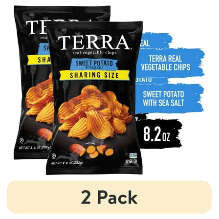 (2 pack) TERRA Sea Salt Wavy Sweet Potato Snack Chips, Sharing Size, 8.2 oz