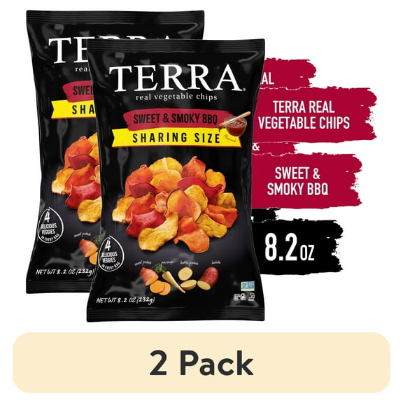 (2 pack) TERRA Sweet & Smoky BBQ Vegetable Snack Chips, Sharing Size, 8.2 oz
