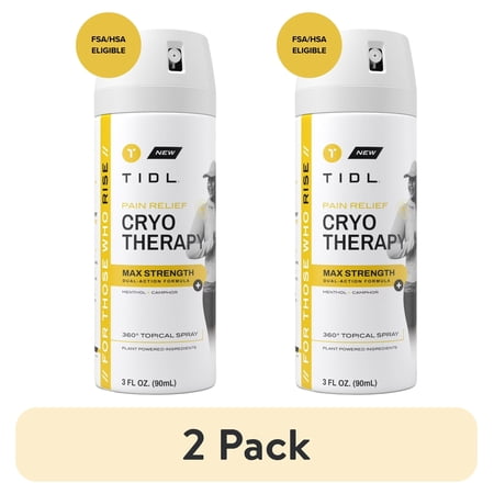 (2 pack) TIDL Max Strength Cryotherapy Menthol & Camphor Pain Relief Spray for Body Aches & Pains, 3 fl oz
