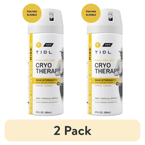 (2 pack) TIDL Max Strength Cryotherapy Menthol & Camphor Pain Relief Spray for Body Aches & Pains, 3 fl oz