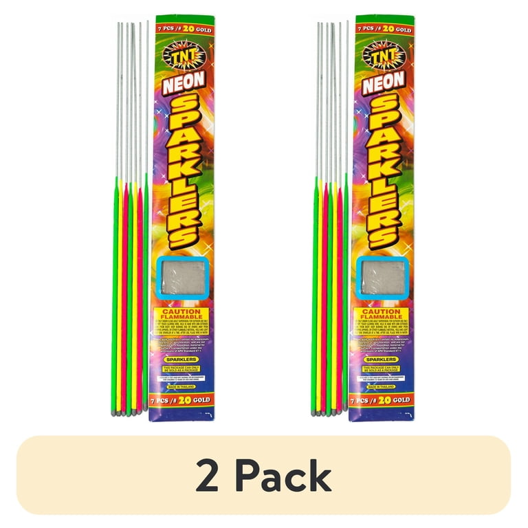 2 pack) TNT Firework Neon Sparklers, 5 Gold #20 Sparklers