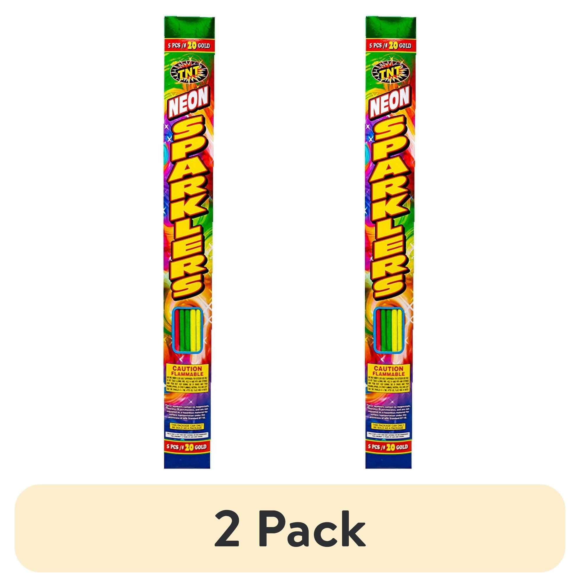 (2 pack) TNT Firework Neon Sparklers, 5 Gold #20 Sparklers