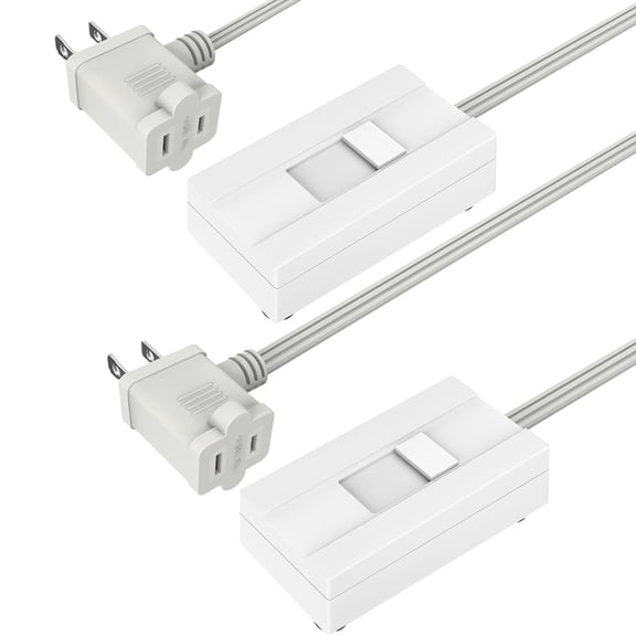 (2 pack) TOPGREENER Table-Top Plug in Dimmer for Table or Floor Lamps, Slide Control, Works with 360 Watt Incandescent/Halogen and 150 Watt Dimmable CFL/LED, Off at Lowest dim, 6ft Cord, TGTTDL300-W, White