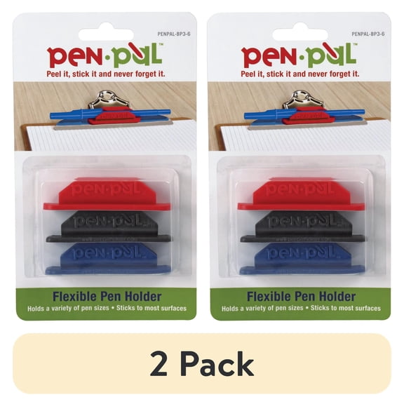 (2 pack) TOPS Pen Pal Flexible Pen Holders, Rubber Material, Assorted Colors, Pack of 3