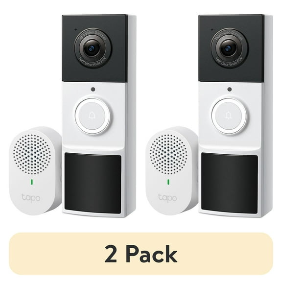 (2 pack) TP-Link Tapo Wireless Smart Video Doorbell with 2K Camera. Battery-Operated, Weatherproof, Head-To-Toe View, Two-Way Audio, Smart AI Detection, Local & Cloud Storage. No-Subscription Required - TD21