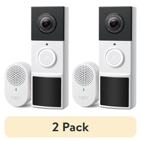 (2 pack) TP-Link Tapo Wire-Free Doorbell with Chime, 2K Crystal-Clear Video, Easy Install, 160° Wide View, Live View, AI Detection, App Alerts, microSD for Video Storage, No Subscription Required - TD21
