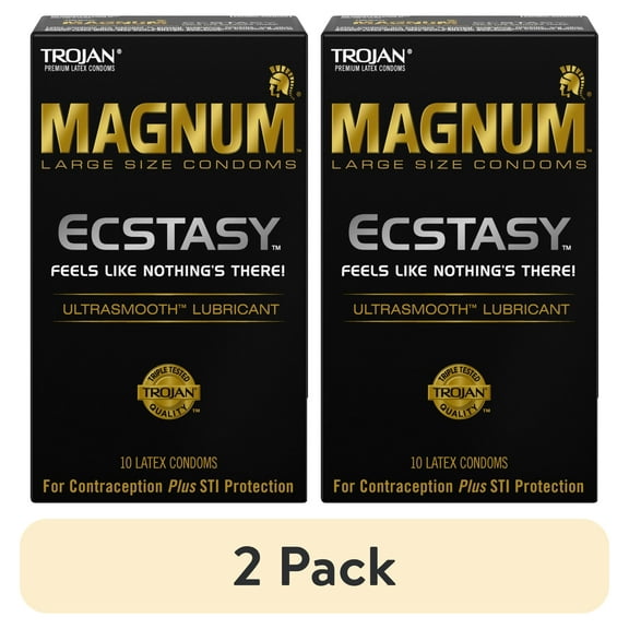 (2 pack) TROJAN Magnum Ecstasy Large Size Lubricated Condoms, 10 Count