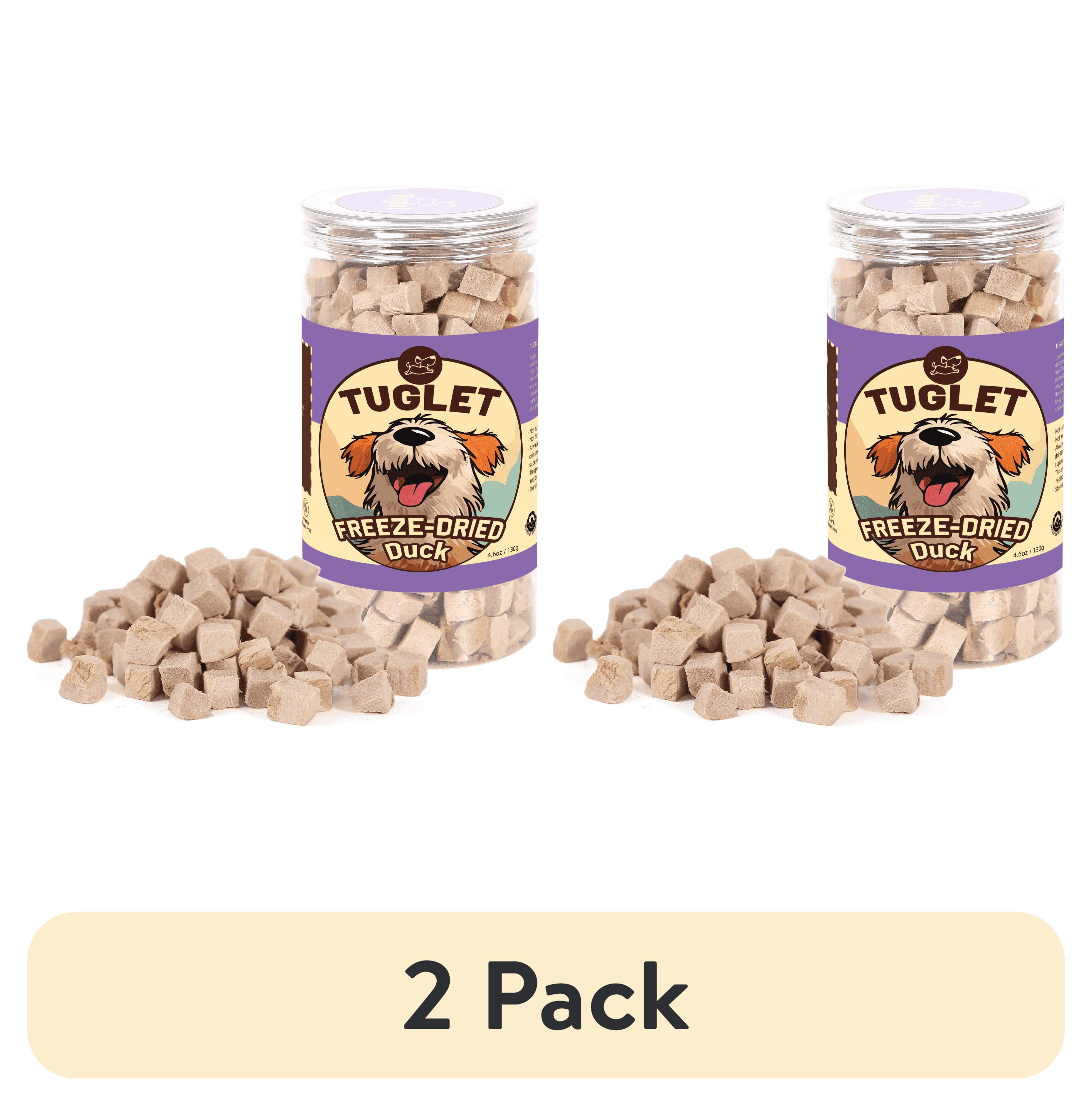 (2 pack) TUGLET Freeze Dried Duck Dog Treats, Healthy Raw Single Ingredient Duck Breast Snacks Food Toppers, 4.6 oz