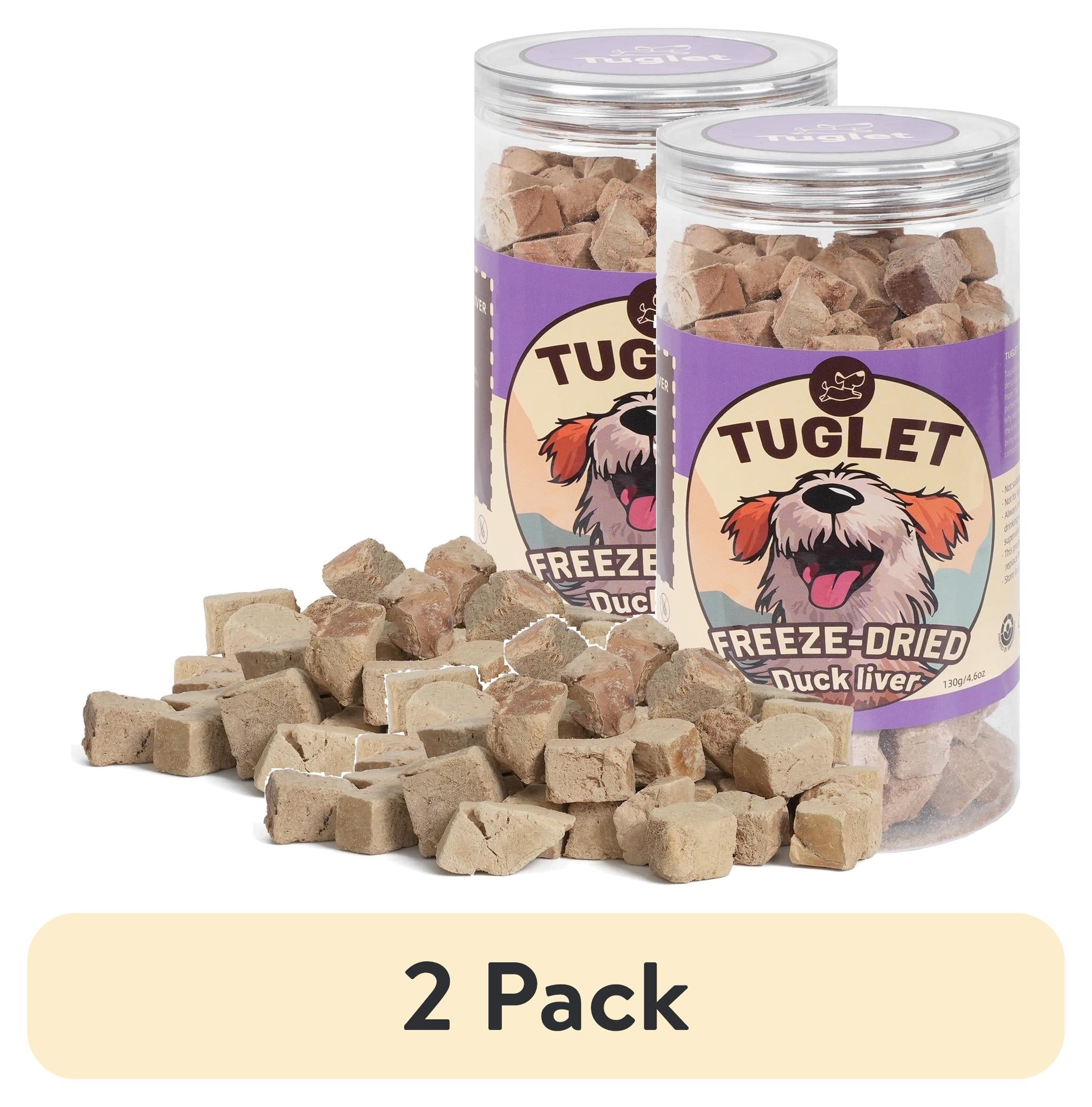 (2 pack) TUGLET Freeze Dried Duck Liver Dog Treats for Small, Medium, Large Dogs & Cats, Healthy Single Ingredient Snacks, Natural Food Toppers, 4.6 oz