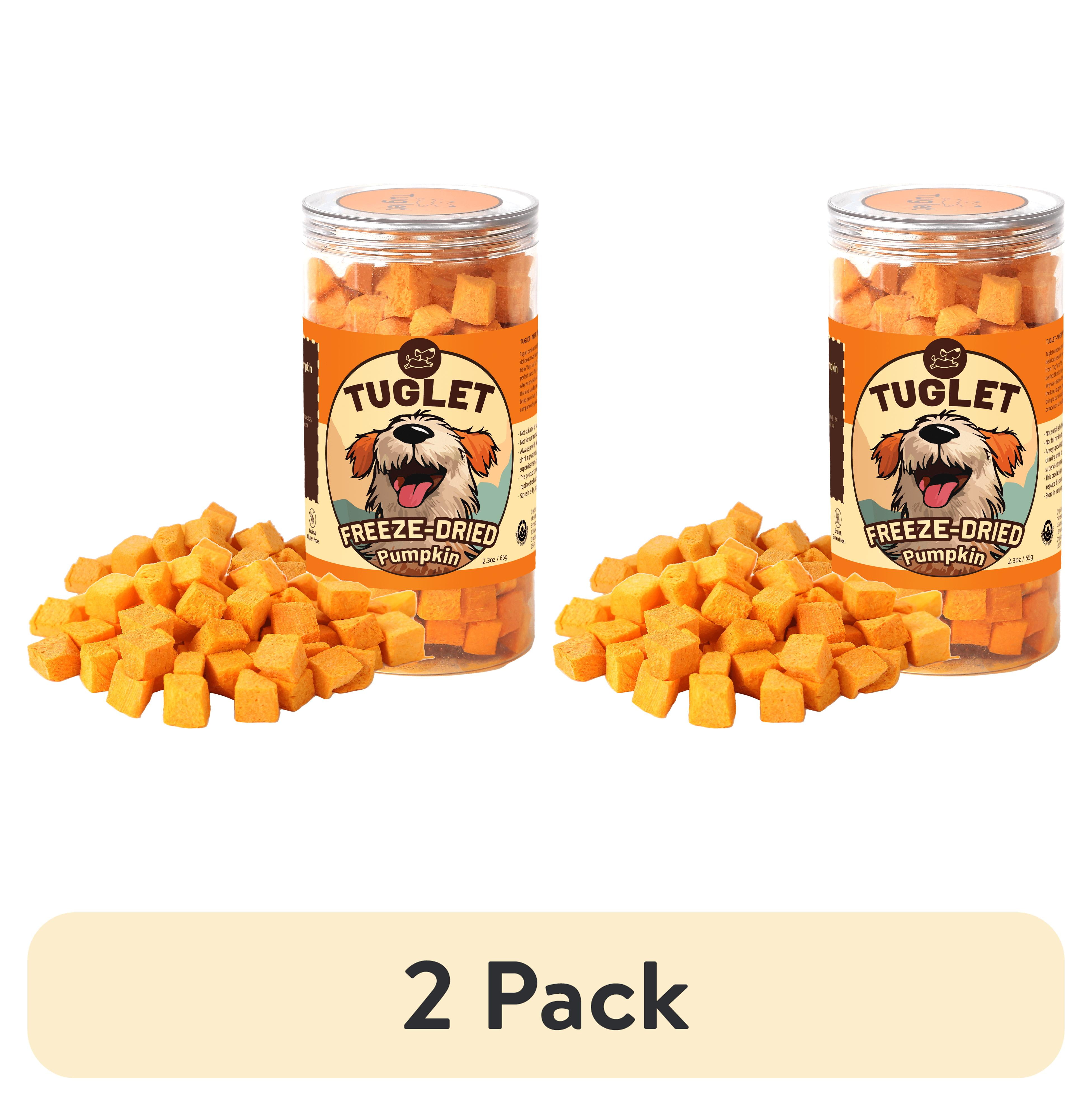 (2 pack) TUGLET Freeze-Dried Pumpkin Dog Treats – High Fiber, Single Ingredient Natural Snacks for Digestion & Gut Health, Healthy Food Toppers, 1.58oz