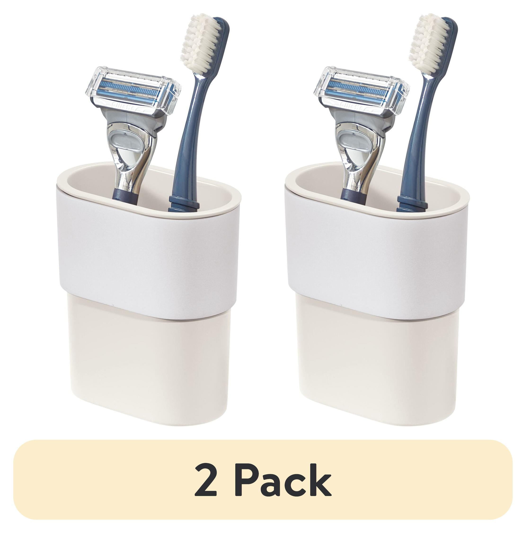 (2 pack) iDesign Self-Adhesive Bathroom Tumbler – Orleans Collection - Coconut/White