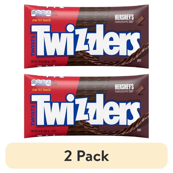 (2 pack) TWIZZLERS Twists HERSHEY'S Chocolate Flavored Licorice Style, Chewy Candy Bag, 12 oz
