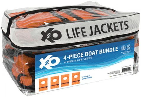 (2 pack) TYPE II LIFE VEST ORANGE 4 PACK