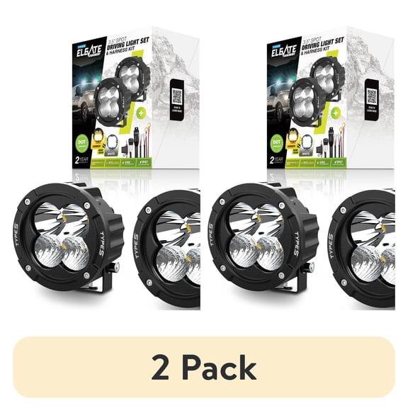 (2 pack) TYPE S Elevate 3.5 inch Spot Beam Round Pod Light Set and Harness Kit - DOT Compliant - 4,360 Total Raw Lumens, Waterproof, Die-Cast, Off Road Lights, Truck, Jeep, UTV, ATV, SUV, 2 Pack
