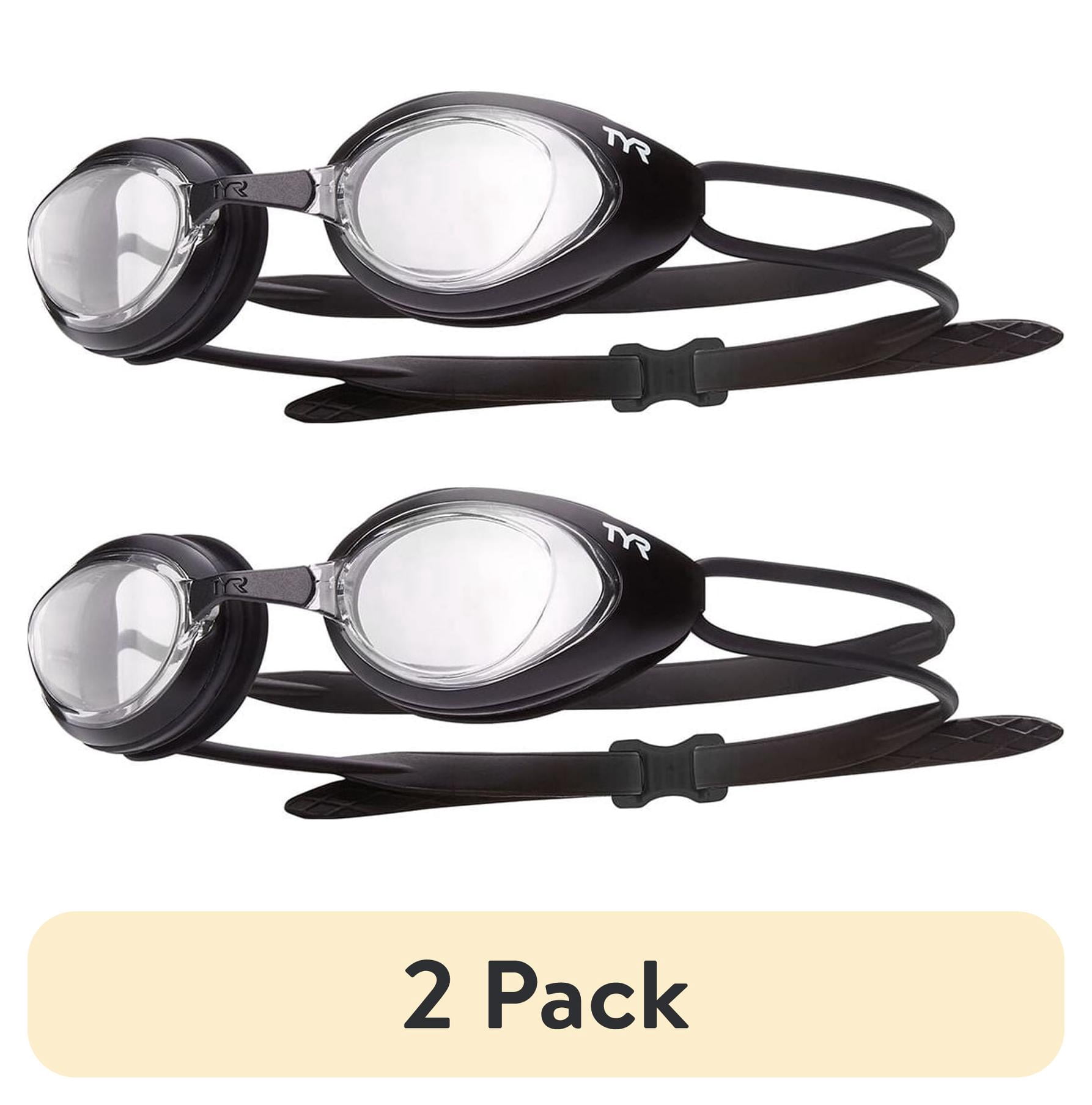 (2 pack) TYR Adult Fit Blackhawk Non-Mirrored Swim Goggle - Clear/Black
