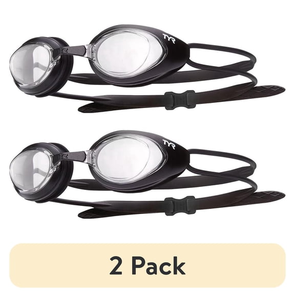 (2 pack) TYR Adult Fit Blackhawk Non-Mirrored Swim Goggle - Clear/Black