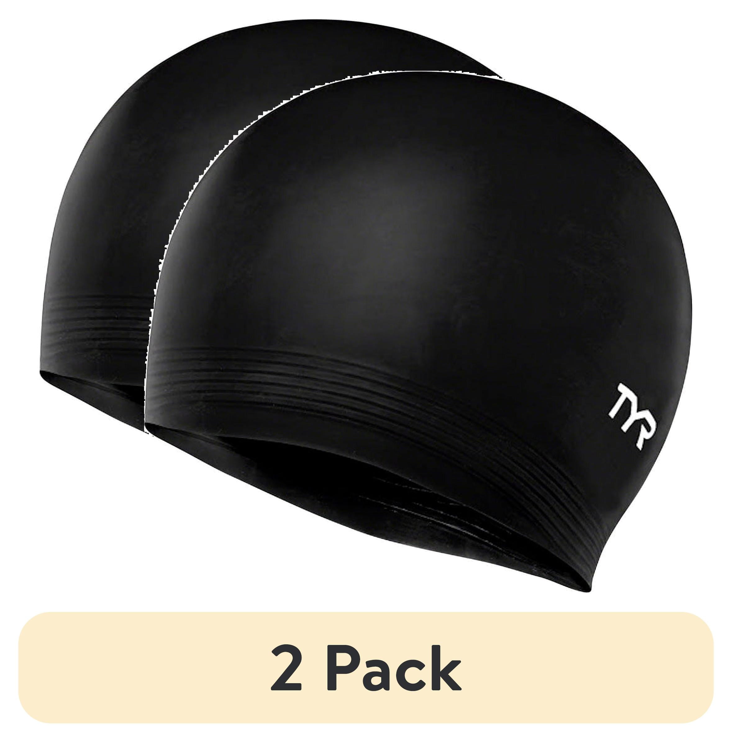 (2 pack) TYR Adult Fit Latex Swim Cap - Black