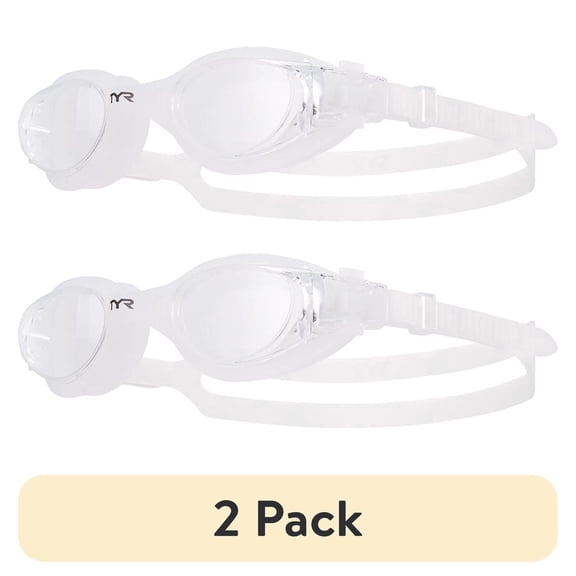 (2 pack) TYR Adult Fit Vesi Non-Mirrored Swim Goggle - Clear
