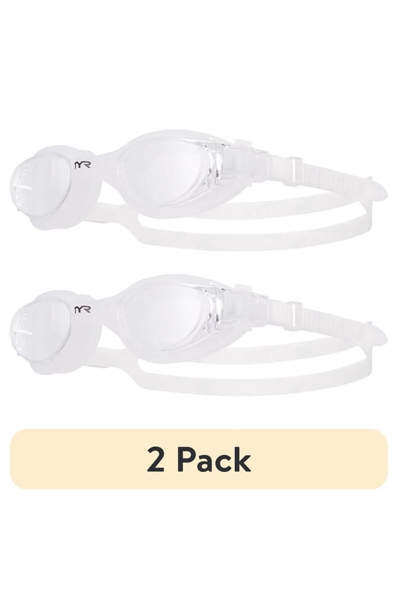 (2 pack) TYR Adult Fit Vesi Non-Mirrored Swim Goggle - Clear